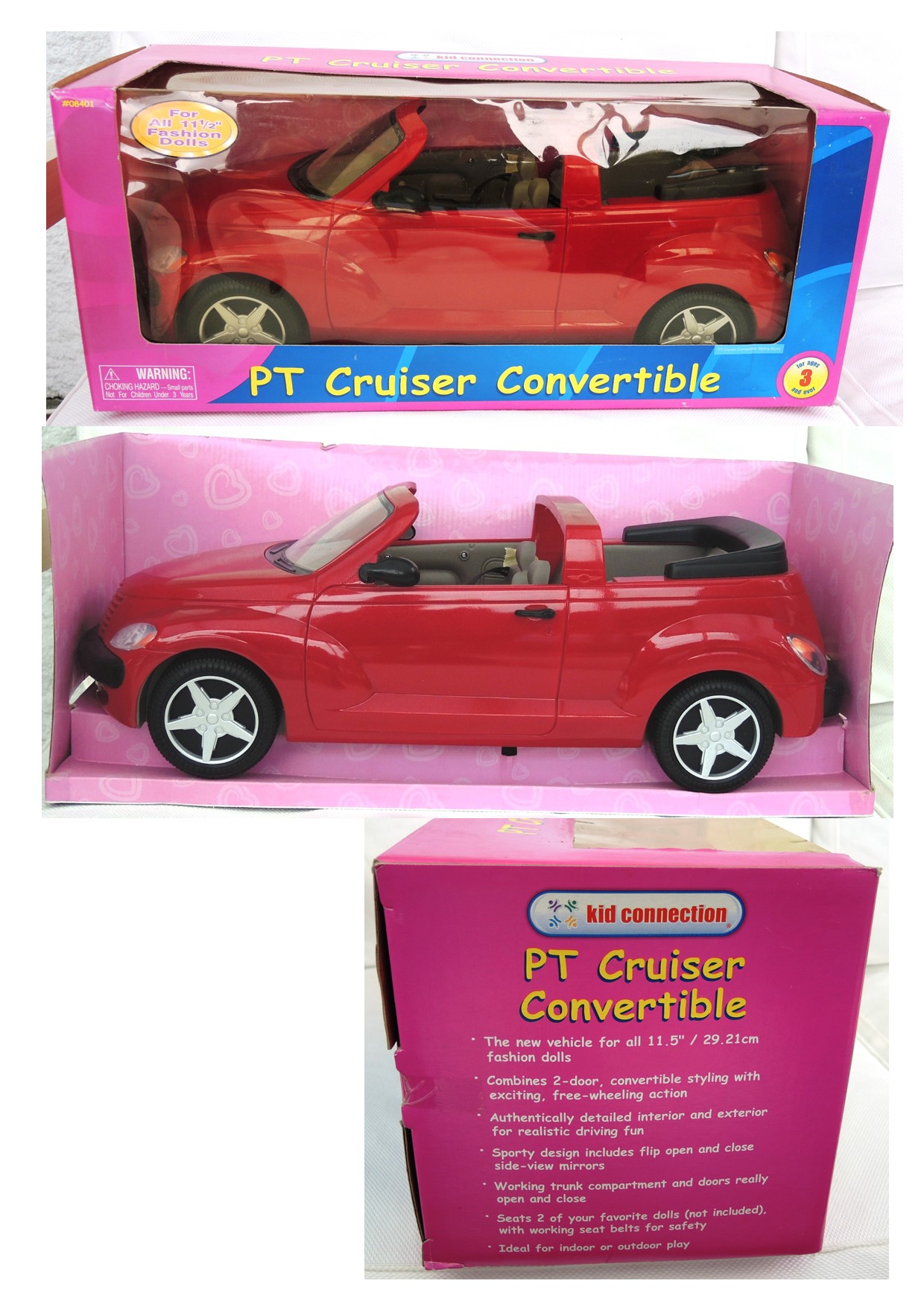 PT CRUISER CONVERTIBLE ROUGE  pour poupe 29 cm